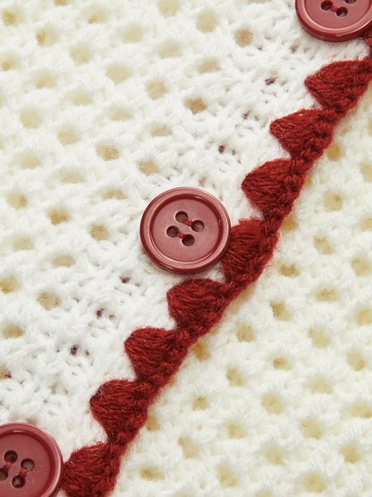 Button-Up Contrast Crochet Vest