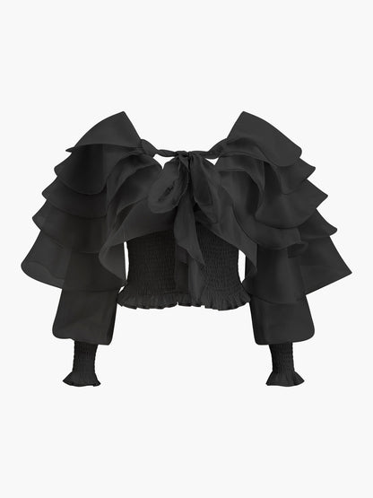 Chiffon Ruffle Backless Top