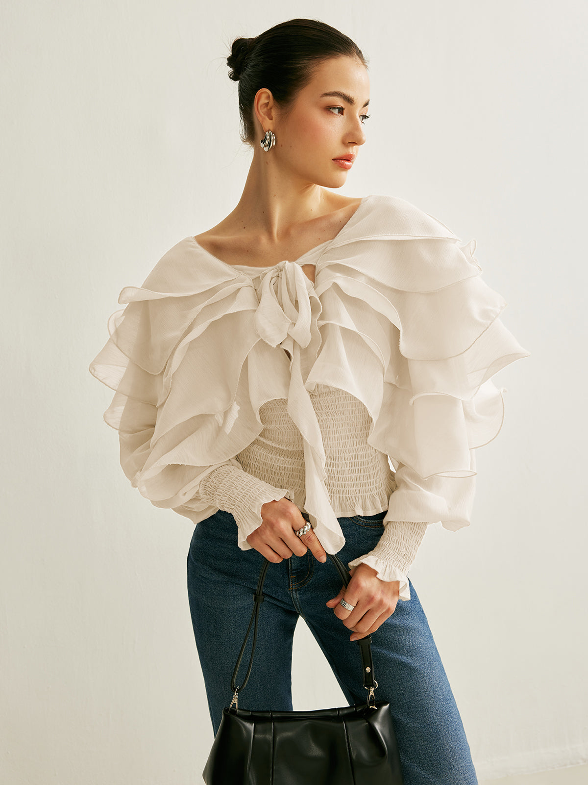 Chiffon Ruffle Backless Top