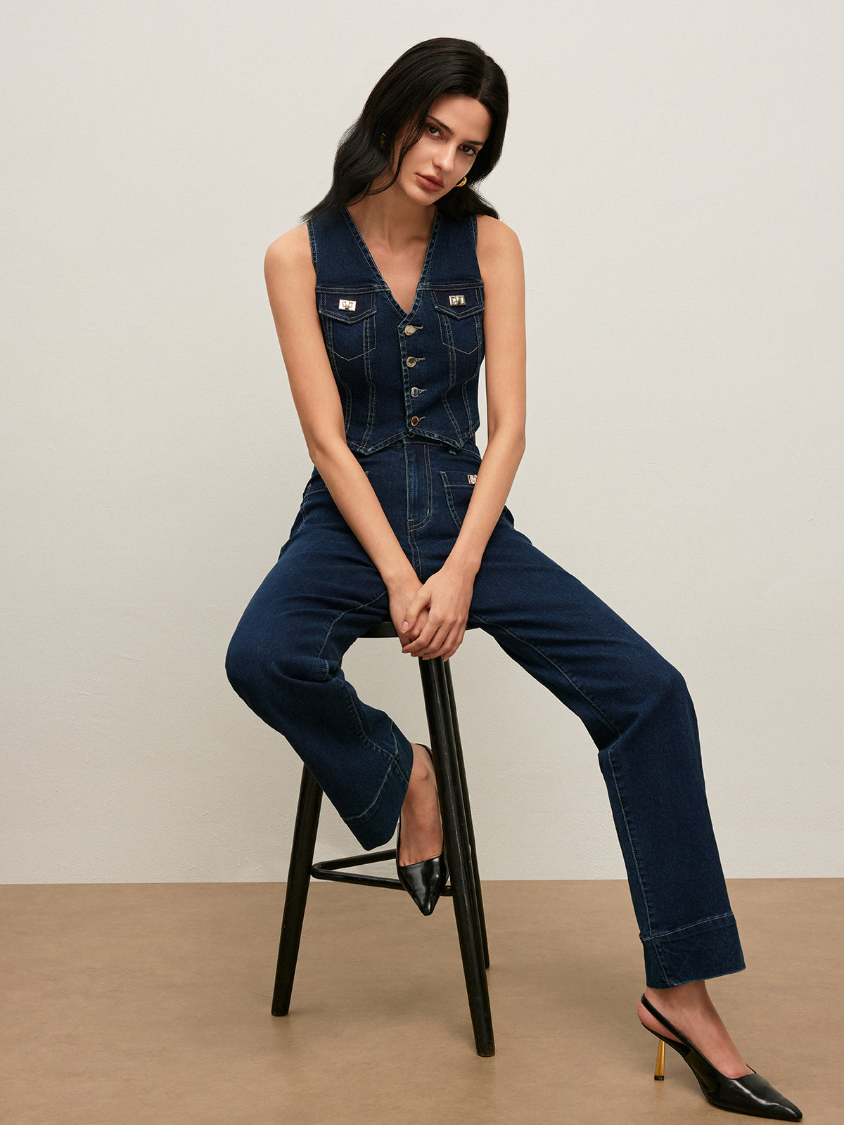 Classic Denim Button-Up Vest