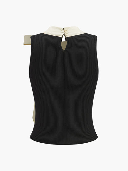 Color Block Bow Sweater Vest