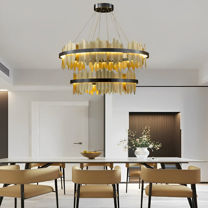 Lámpara colgante creativa con diseño de iceberg, metal circular y atenuación continua LED