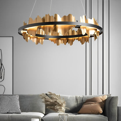 Lámpara colgante creativa con diseño de iceberg, metal circular y atenuación continua LED