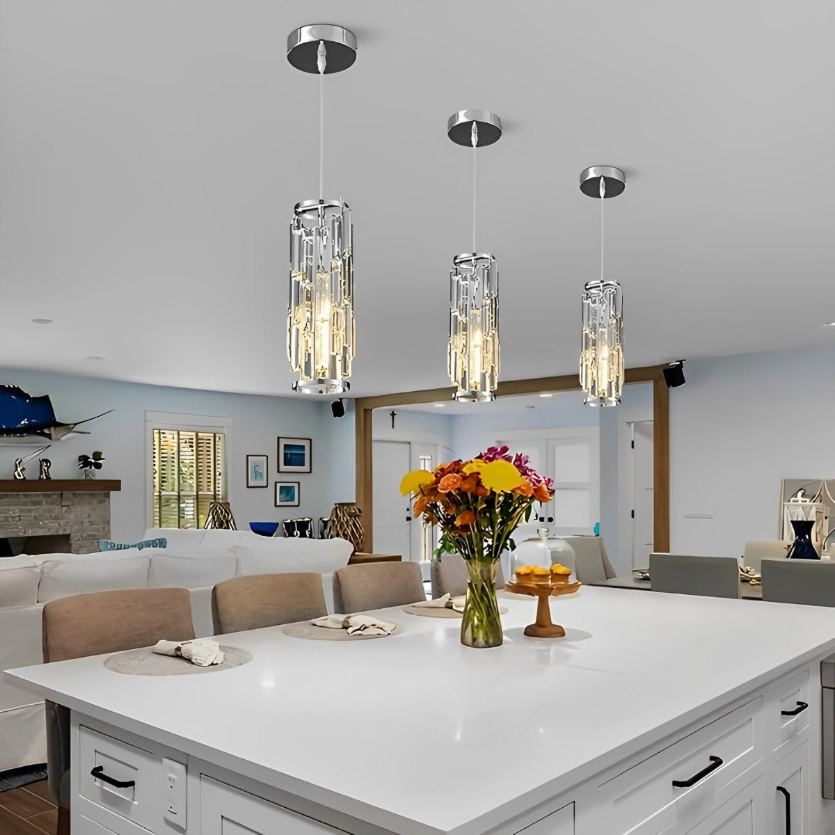Creative Iron Crystal Glass Industrial Chandelier Pendant Lights Ceiling Lamp