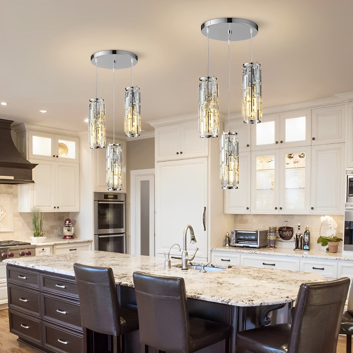 Creative Iron Crystal Glass Industrial Chandelier Pendant Lights Ceiling Lamp