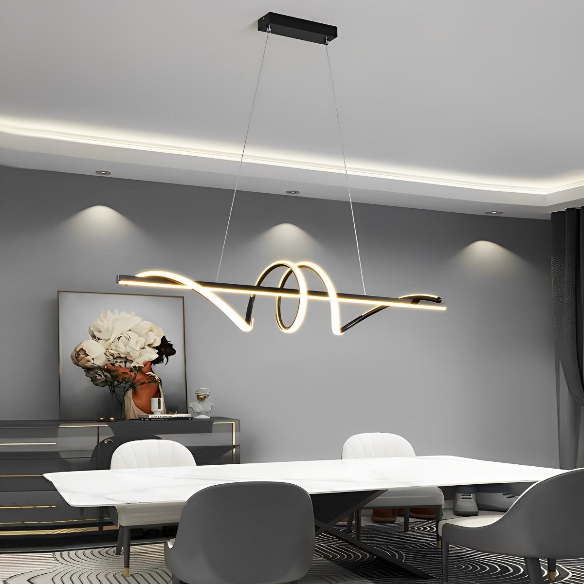 Creative Strip LED Stepless Dimming Kitchen Pendant Lighting Decorative Chandelier Ceiling Lamp Lighting