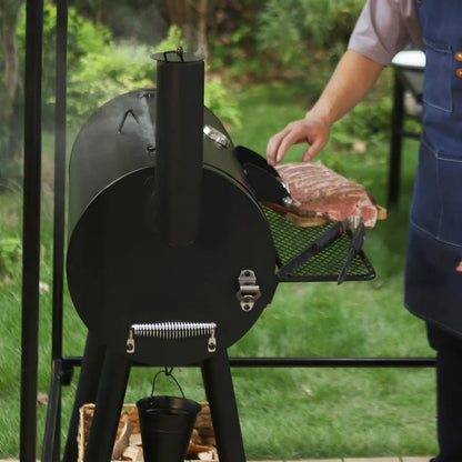 Parrilla doble de carbón para barbacoa con ahumador offset combinado