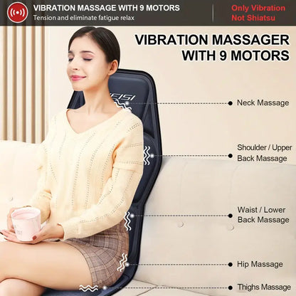 Fullständig ryggmassager med värme – Shiatsu-stolplatta, djupknådande, justerbar intensitet