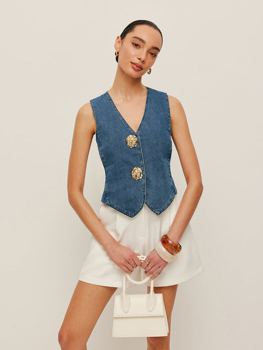 Denim Button-Up Vest