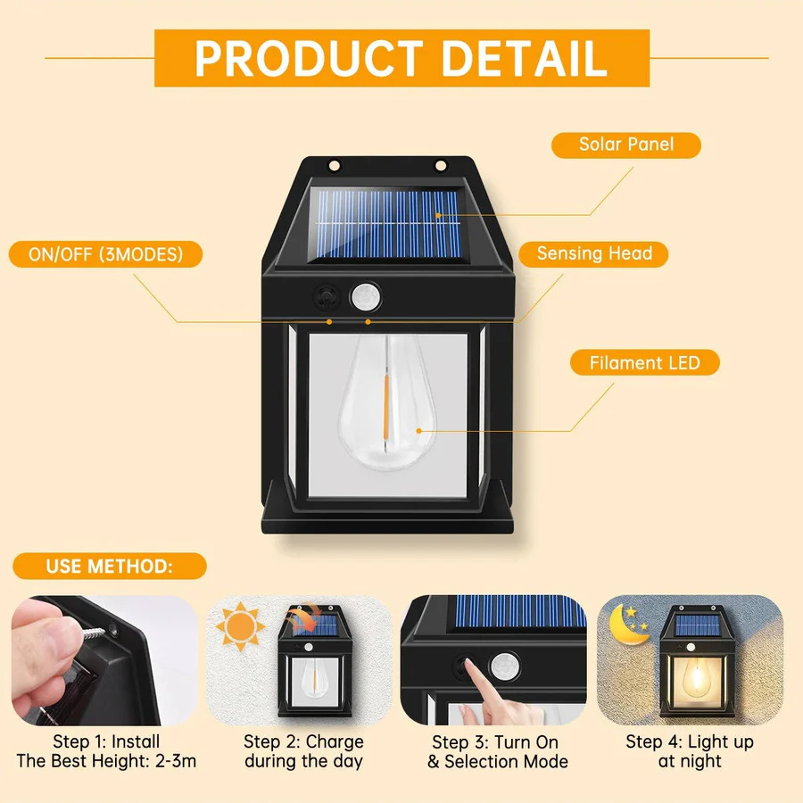 Solar Wall Lamp Outdoor, Set of 2 | Ventayo