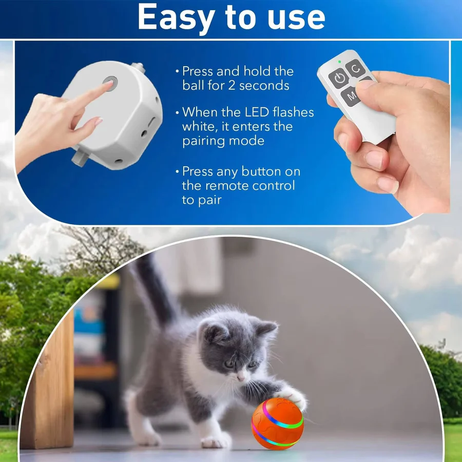 Dog and Cat Interactive Ball Toy – Self-Rolling Pet Toy for Indoor Fun