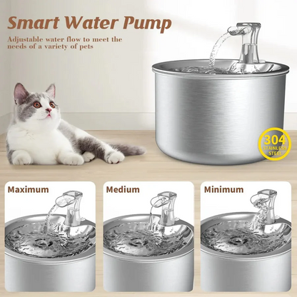 Cat Water Fountain with Motion Sensor – Stainless Steel Design with Filter Included