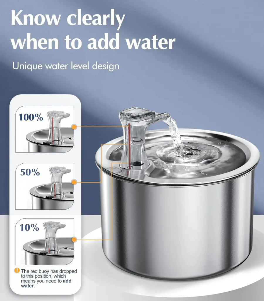 Stainless Steel Cat Water Fountain with Filter and Sensor | Ventayo