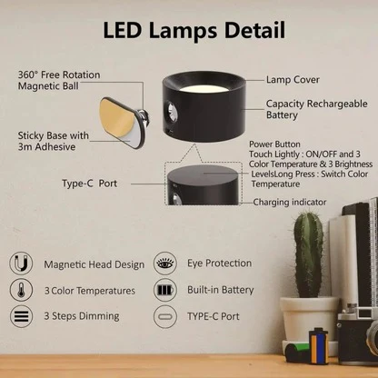 Oplaadbare Wandlamp met 360° Rotatie | Ventayo