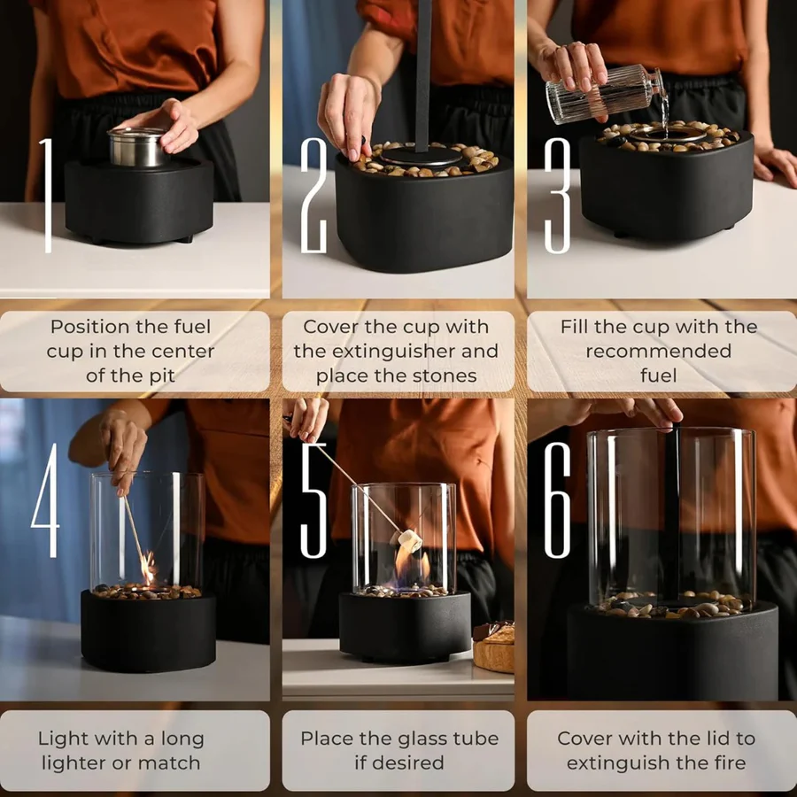 Chimenea de Mesa Portátil de Vidrio Mini | Ventayo
