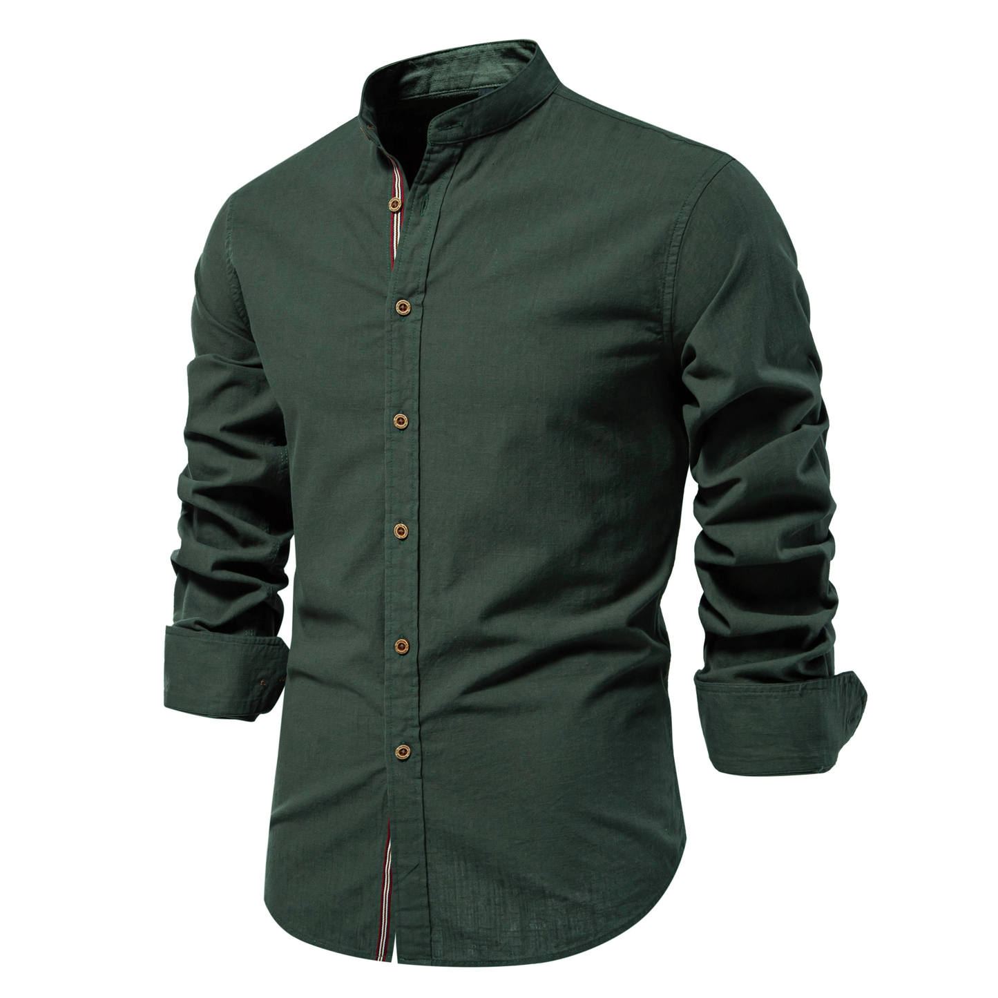Men's Mandarin Collar Button Up Shirt