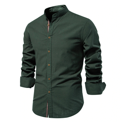 Men's Mandarin Collar Button Up Shirt