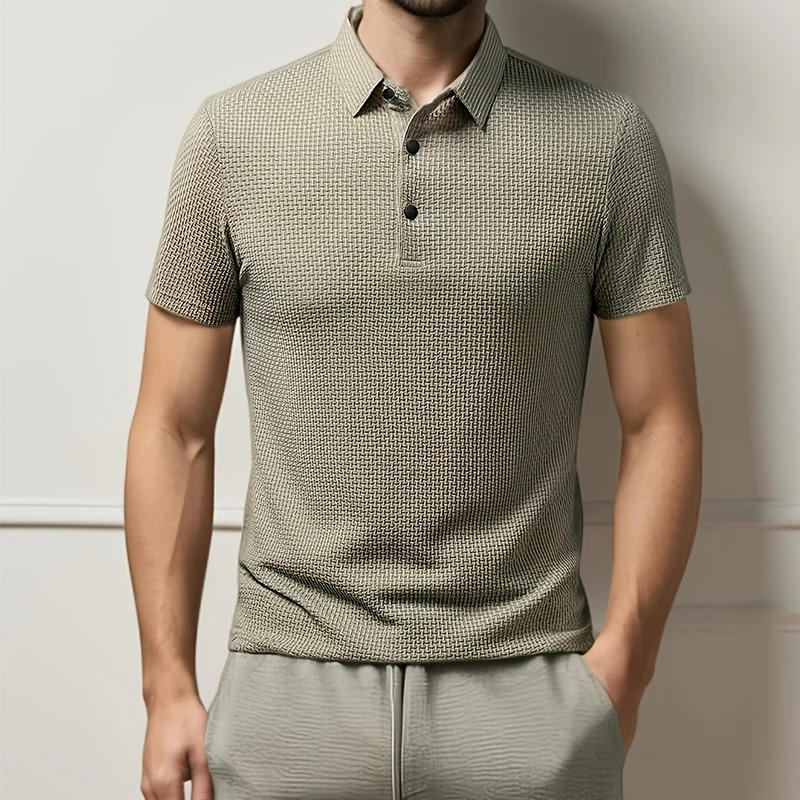 Men's Knitted Polo Shirt Short Sleeve
