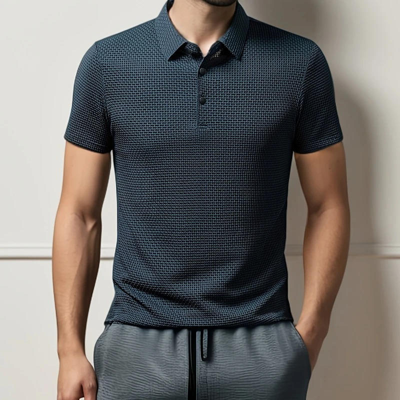 Men's Knitted Polo Shirt Short Sleeve