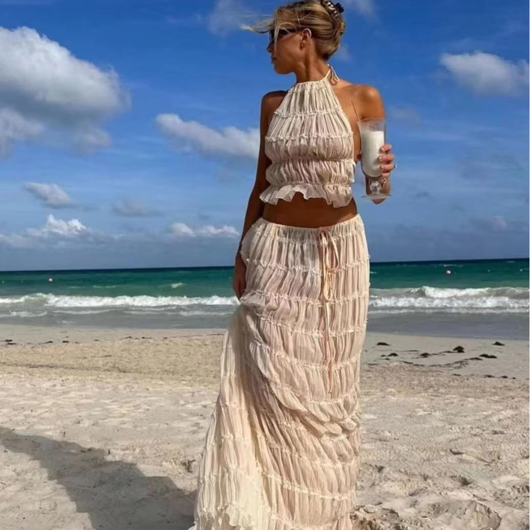 Boho maxi zomerjurk met open rug