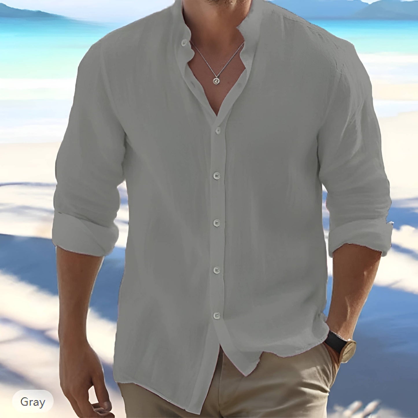 Linen Men's Long-Sleeved Shirt