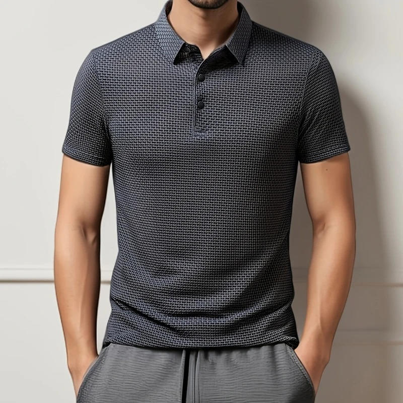 Men's Knitted Polo Shirt Short Sleeve