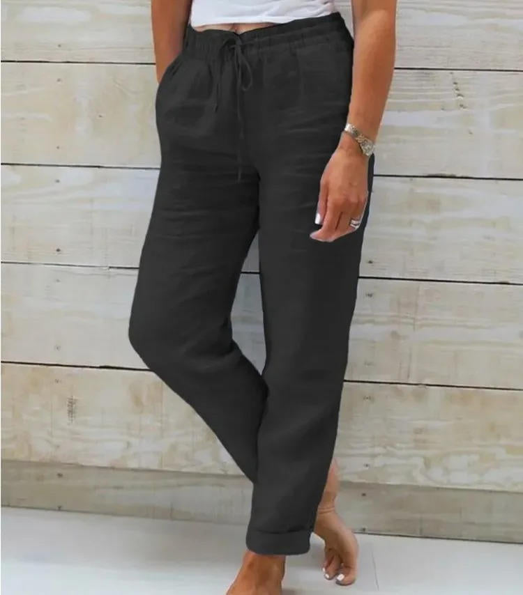 Women's Linen Pants With Elastic Waist