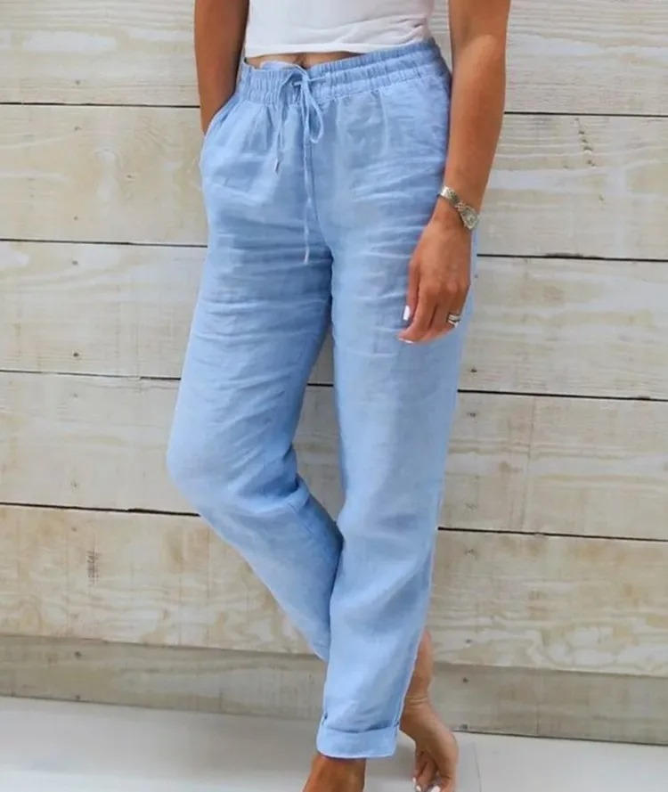 Women's Linen Pants With Elastic Waist