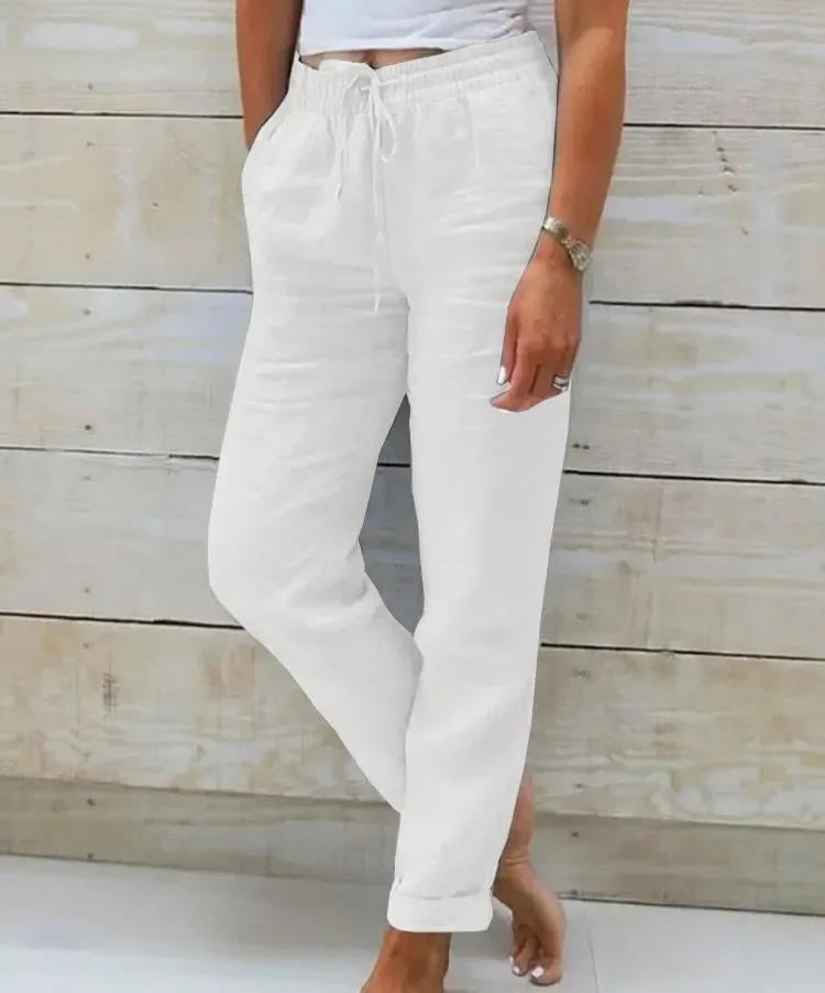 Women's Linen Pants With Elastic Waist