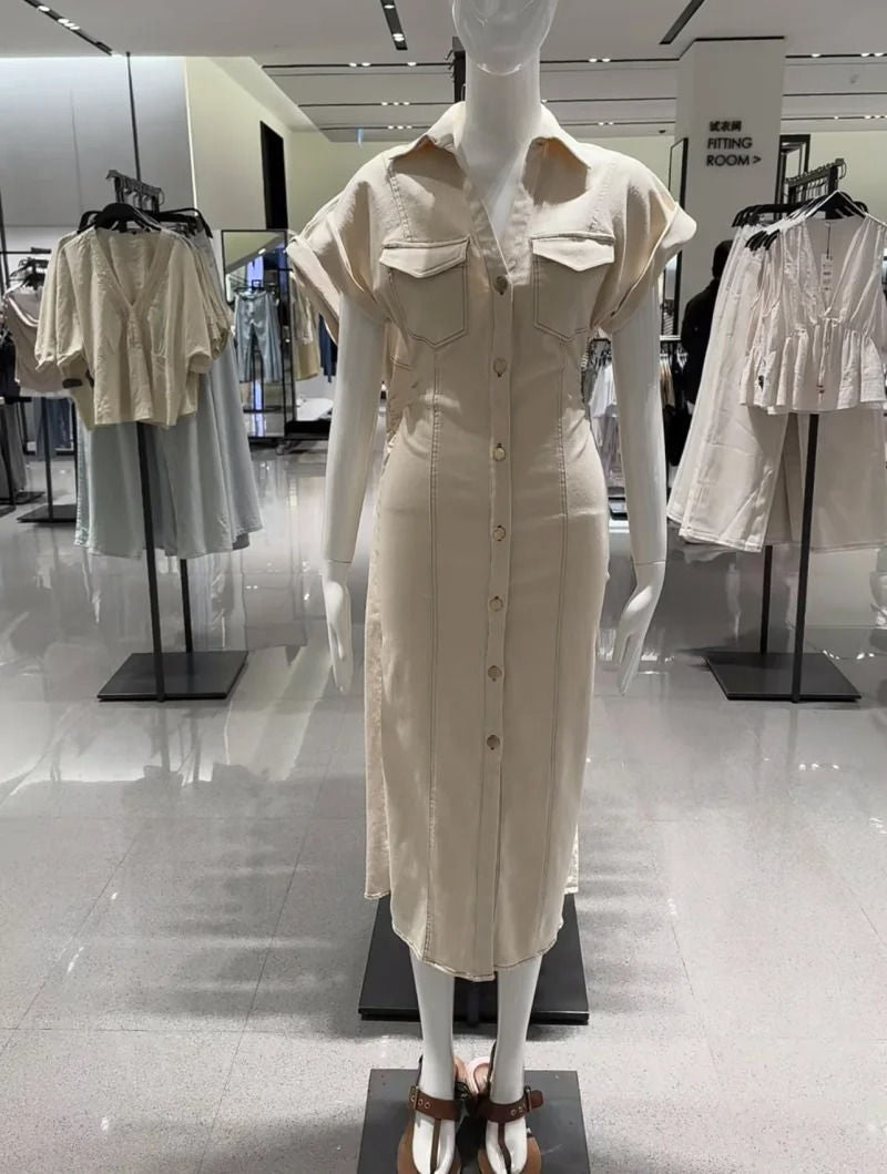 Women's Fitted button down Denim Dress