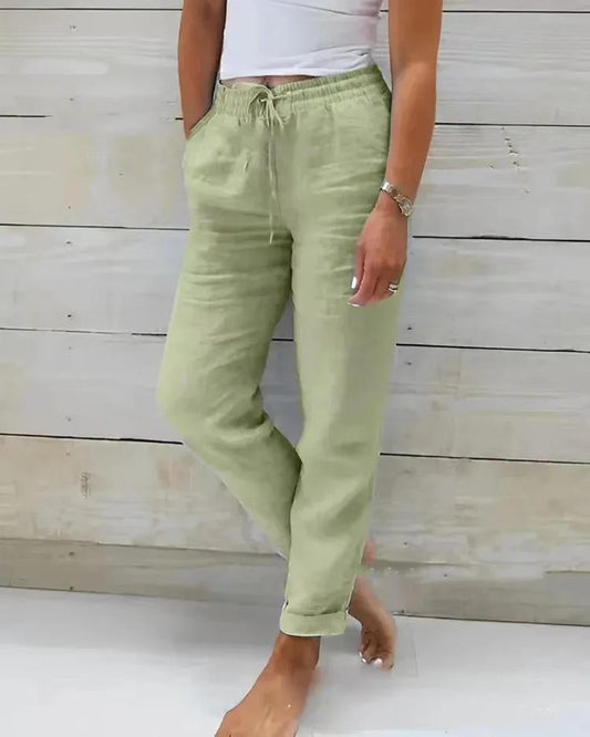 Women's Linen Pants With Elastic Waist