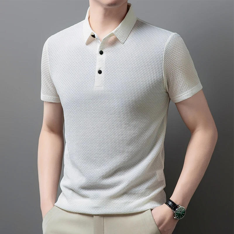 Men's Knitted Polo Shirt Short Sleeve