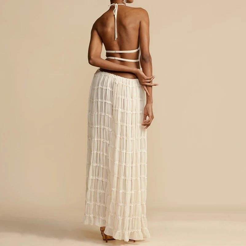 Boho maxi zomerjurk met open rug