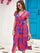 Women's Floral Wrap V-Neck Midi Dress