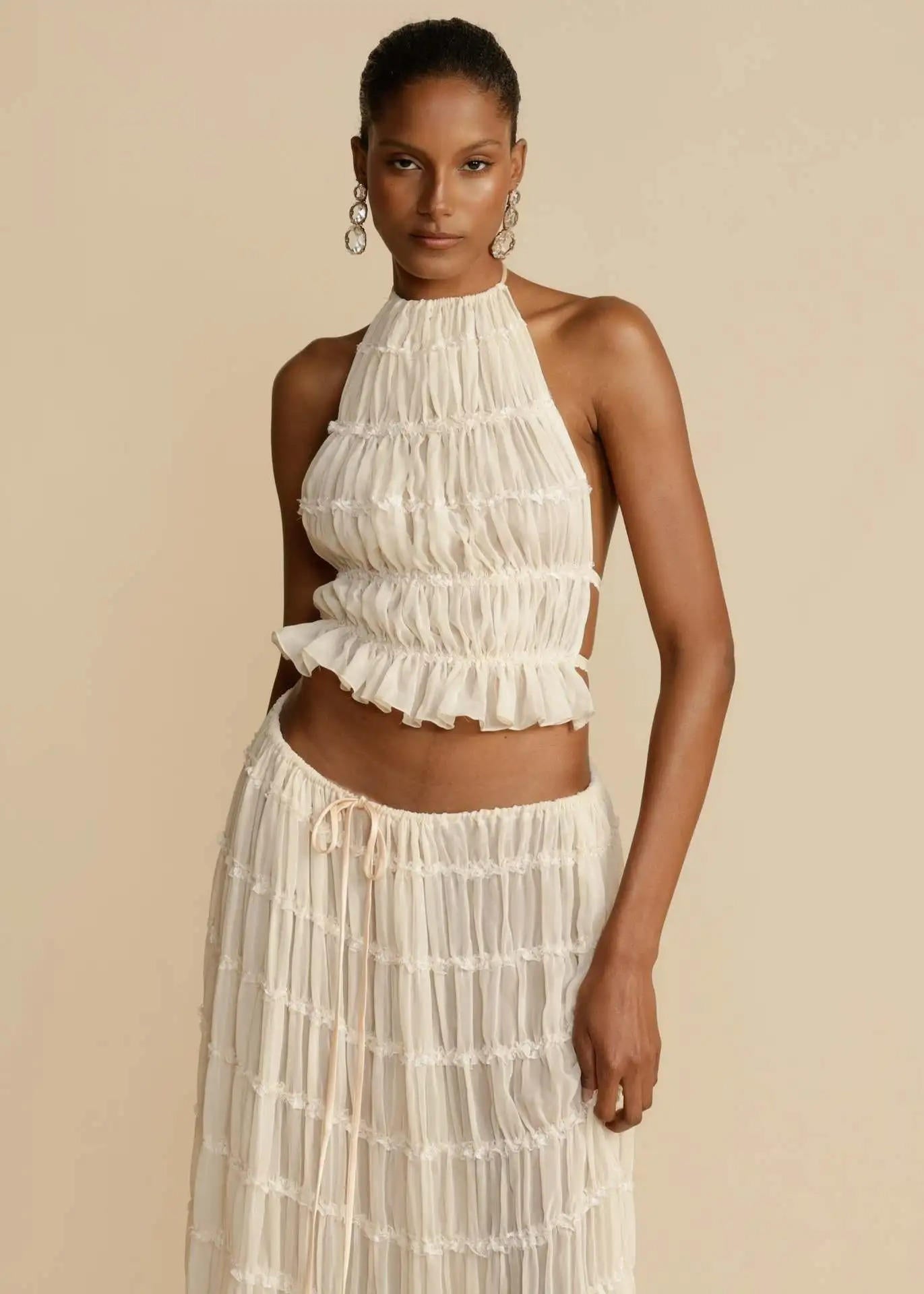 Boho maxi zomerjurk met open rug