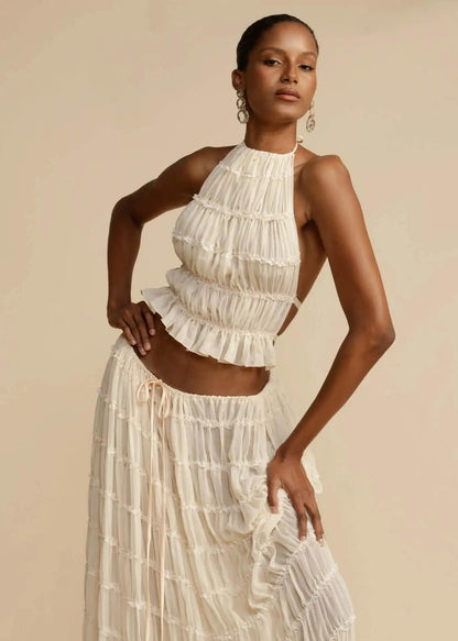 Boho maxi zomerjurk met open rug