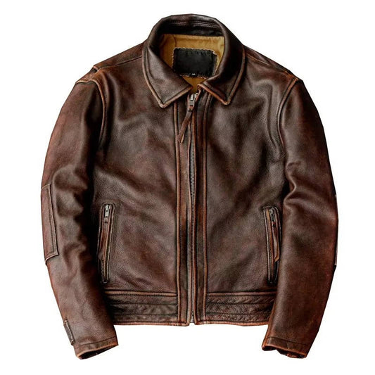 Distressed Leather Jacket Men