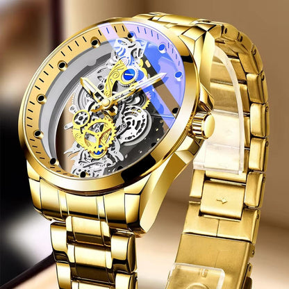 Skeleton Men's Automatic Quartz Stainless Steel Watch