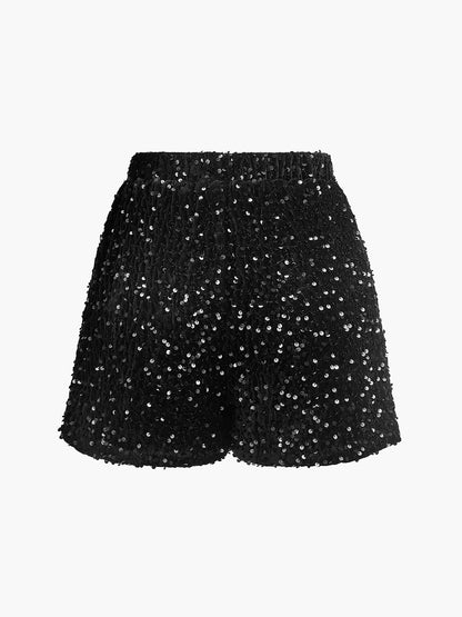 Elastic Waist Sequins Shorts