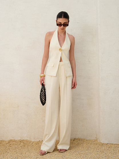 Elegant Mid-Waisted Wide-Leg Pants