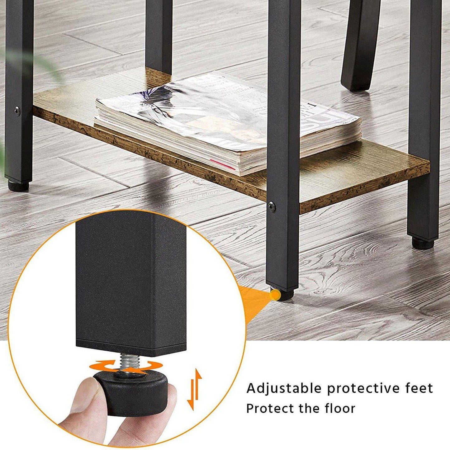 Mesa Auxiliar - Mesa Rústica de Lado - Mesa Pequeña con Cajón - Mesa de Madera con Almacenamiento - Mesa Auxiliar de Madera con Almacenamiento