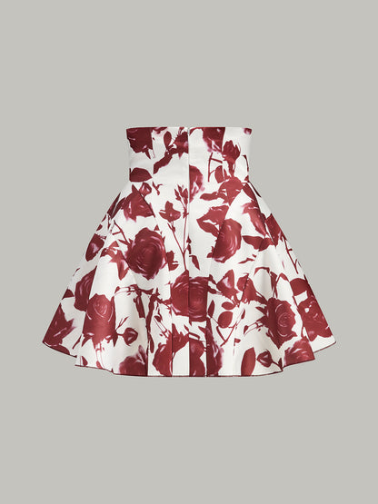 Floral Print Button-Detail Skirt