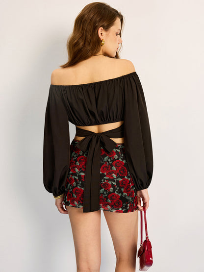 Floral Print Mesh Skirt