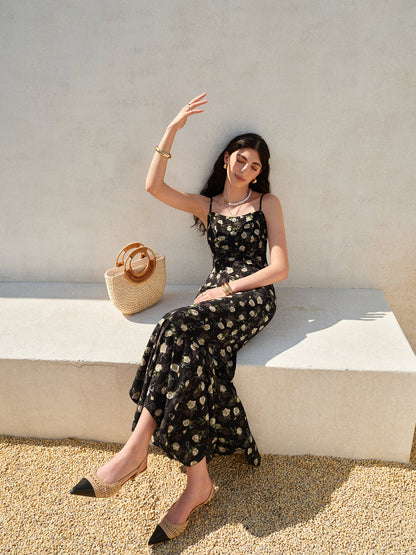 Vestido con dobladillo de volantes floral