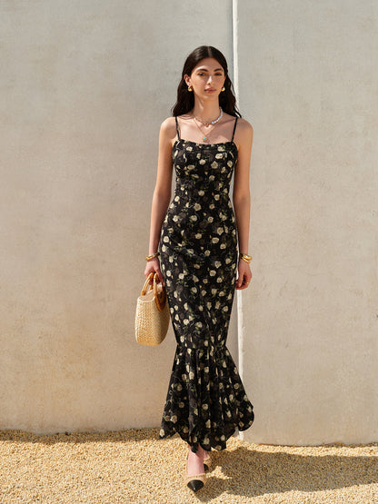 Vestido con dobladillo de volantes floral