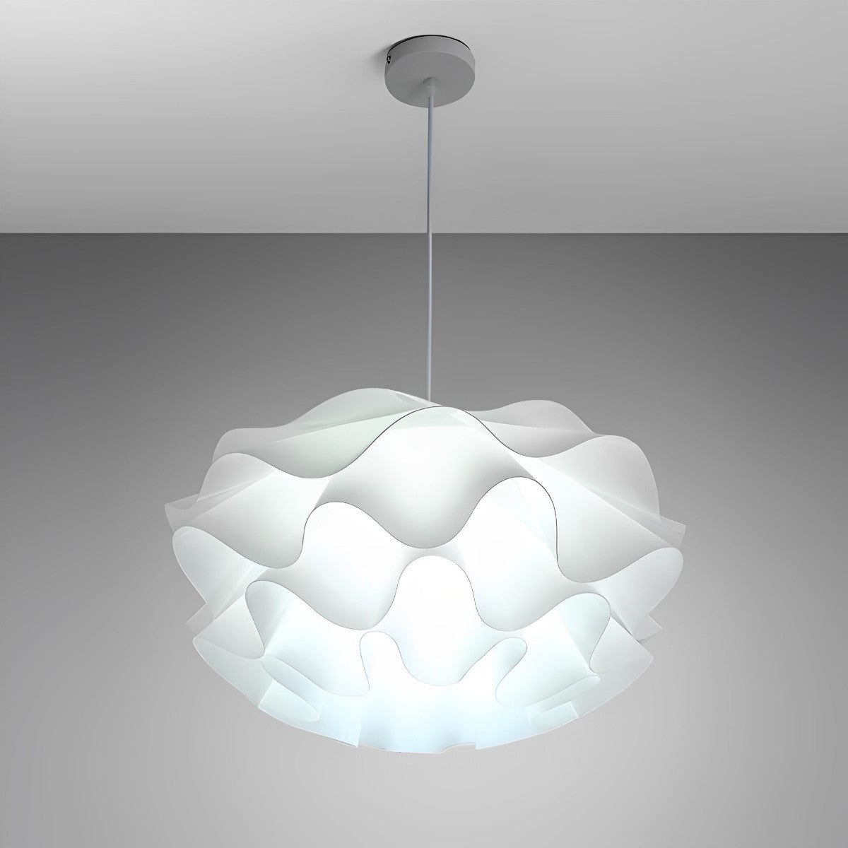 Kwiatowy Trzystopniowy Żyrandol LED Biały Lampa Wisząca