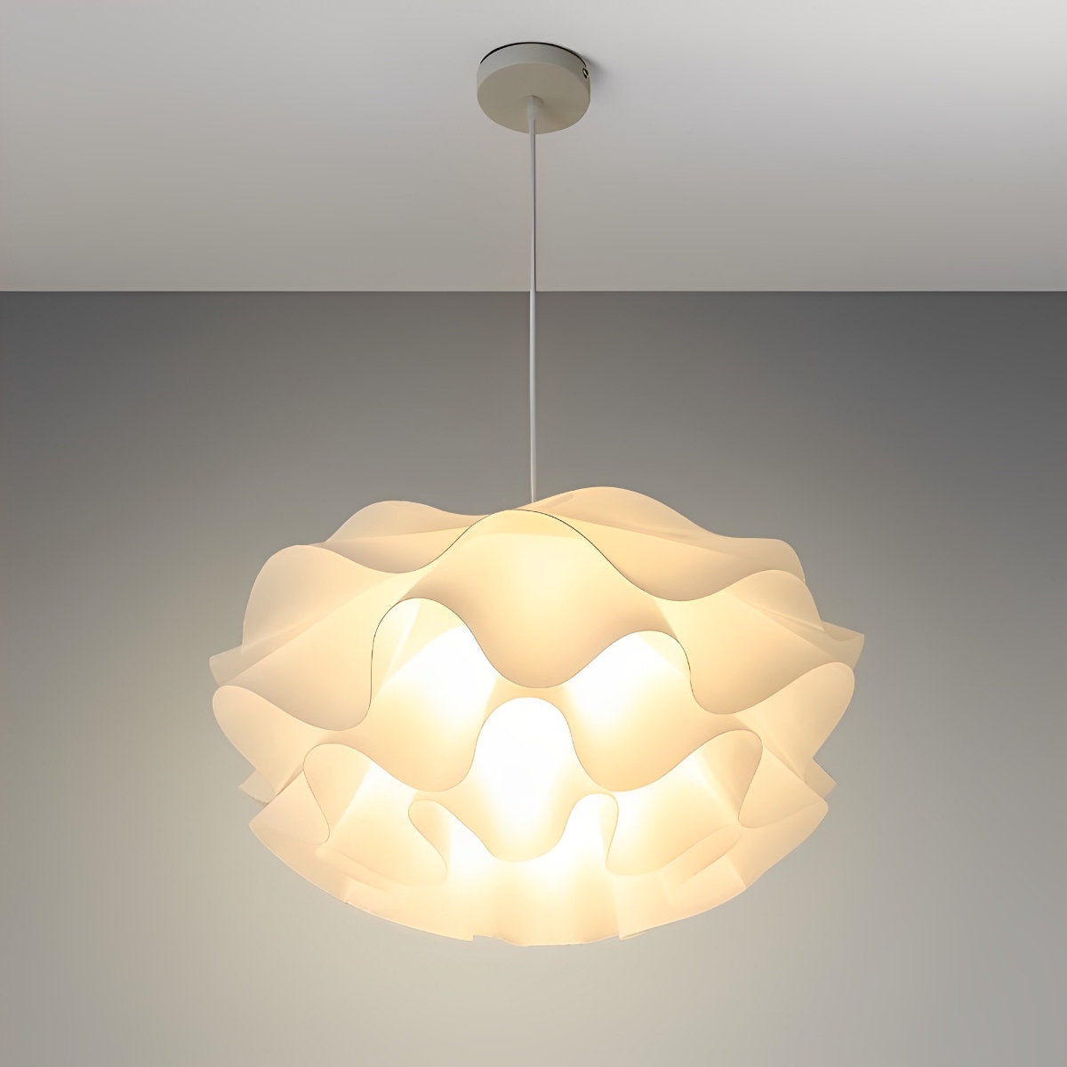 Kwiatowy Trzystopniowy Żyrandol LED Biały Lampa Wisząca