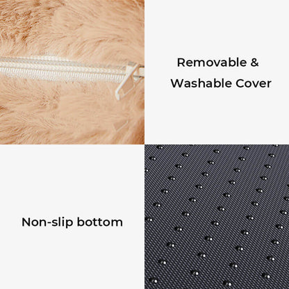 Cuddly, fluffy plush dog bed with pillow