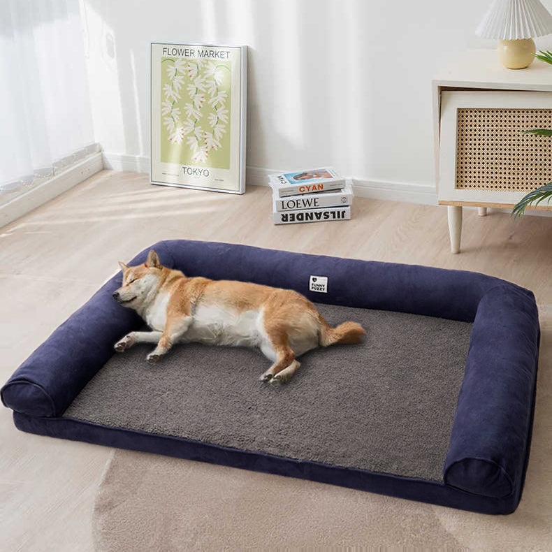 Full support faux fleece and suede orthopedic dog bed