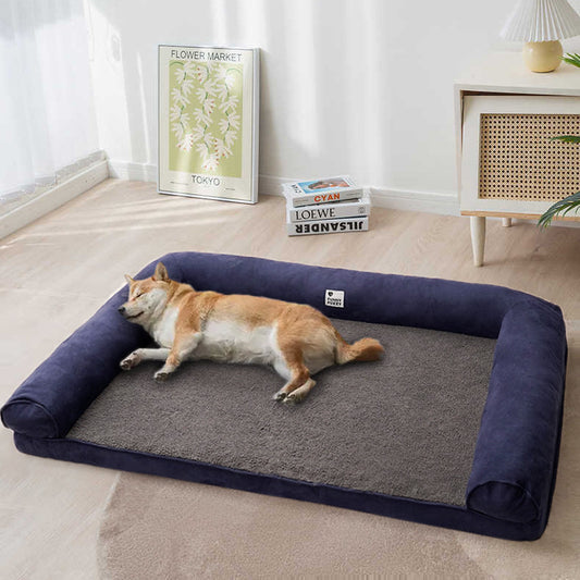 Full support faux fleece and suede orthopedic dog bed